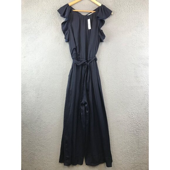 LOFT Dresses & Skirts - New Ann Taylor Loft Flutter Sleeve Jumpsuit Women’s Size 6 Wide Leg Belt